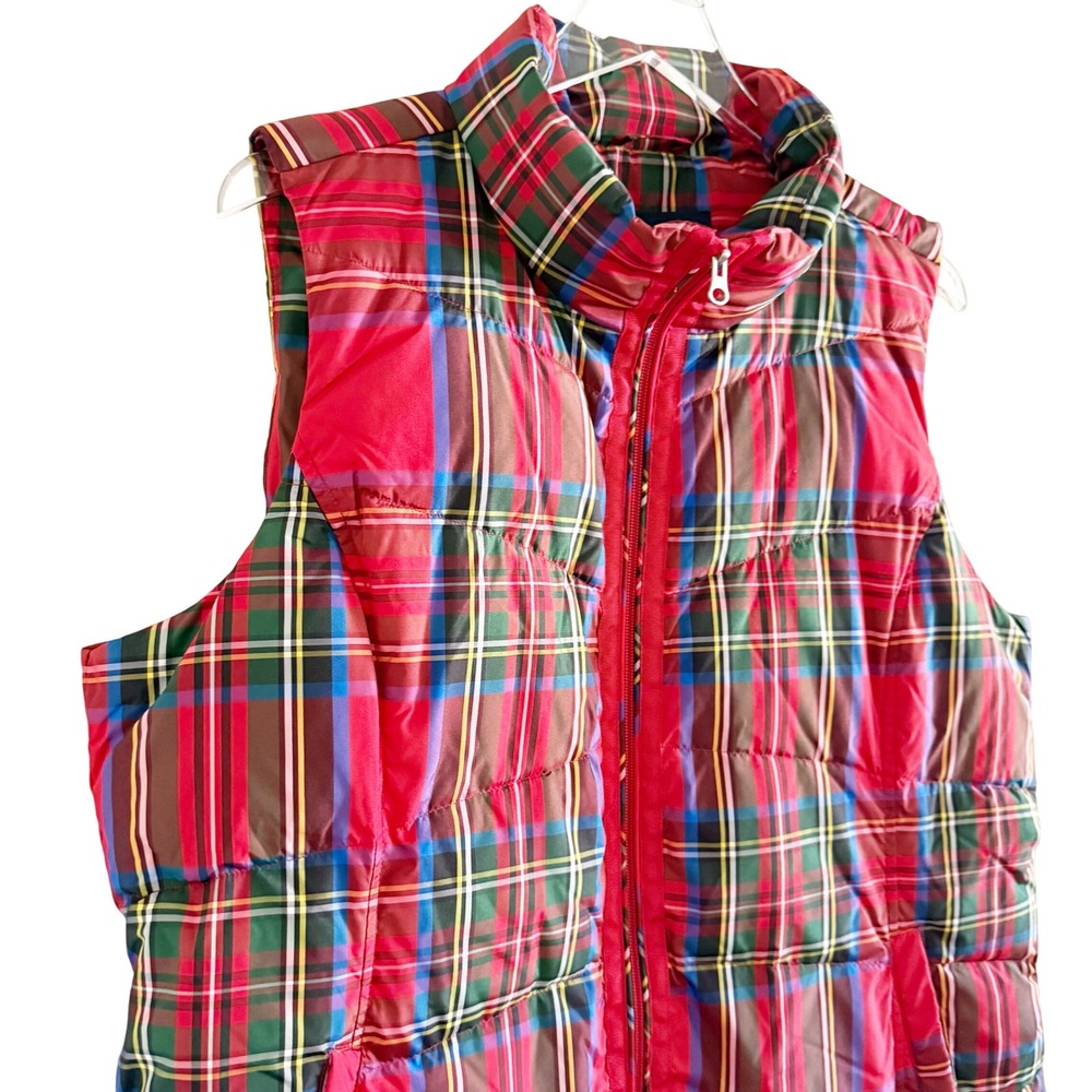 XL Lands' End Down Tartan Red Plaid Vest Size 18 - Picture 3 of 11